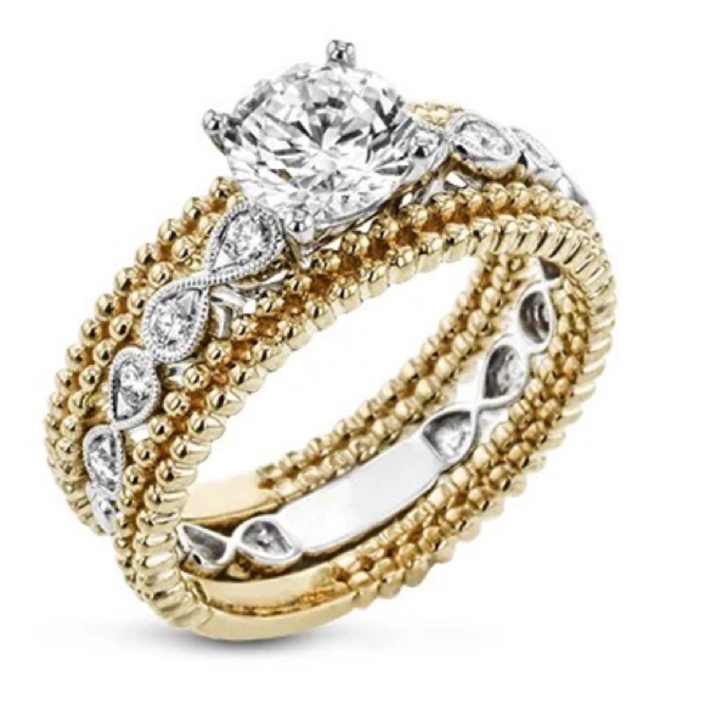 New Two Tone Beautiful Diamond Ring - Picture 1 of 2